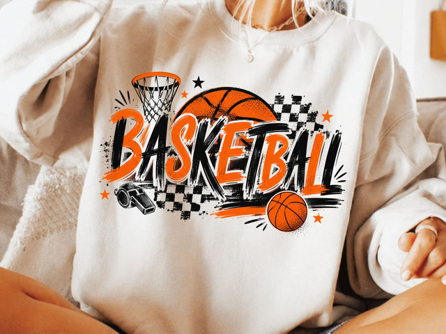 Basketball Retro Checkered Basketball PNG SVG DesignDestine